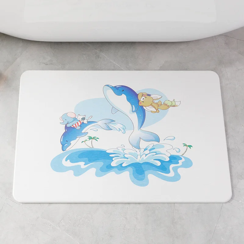 Factory Customized  Stone Diatomite Bath Mat Non-Slip Super Absorbent Quick Drying Bathroom Floor Mat