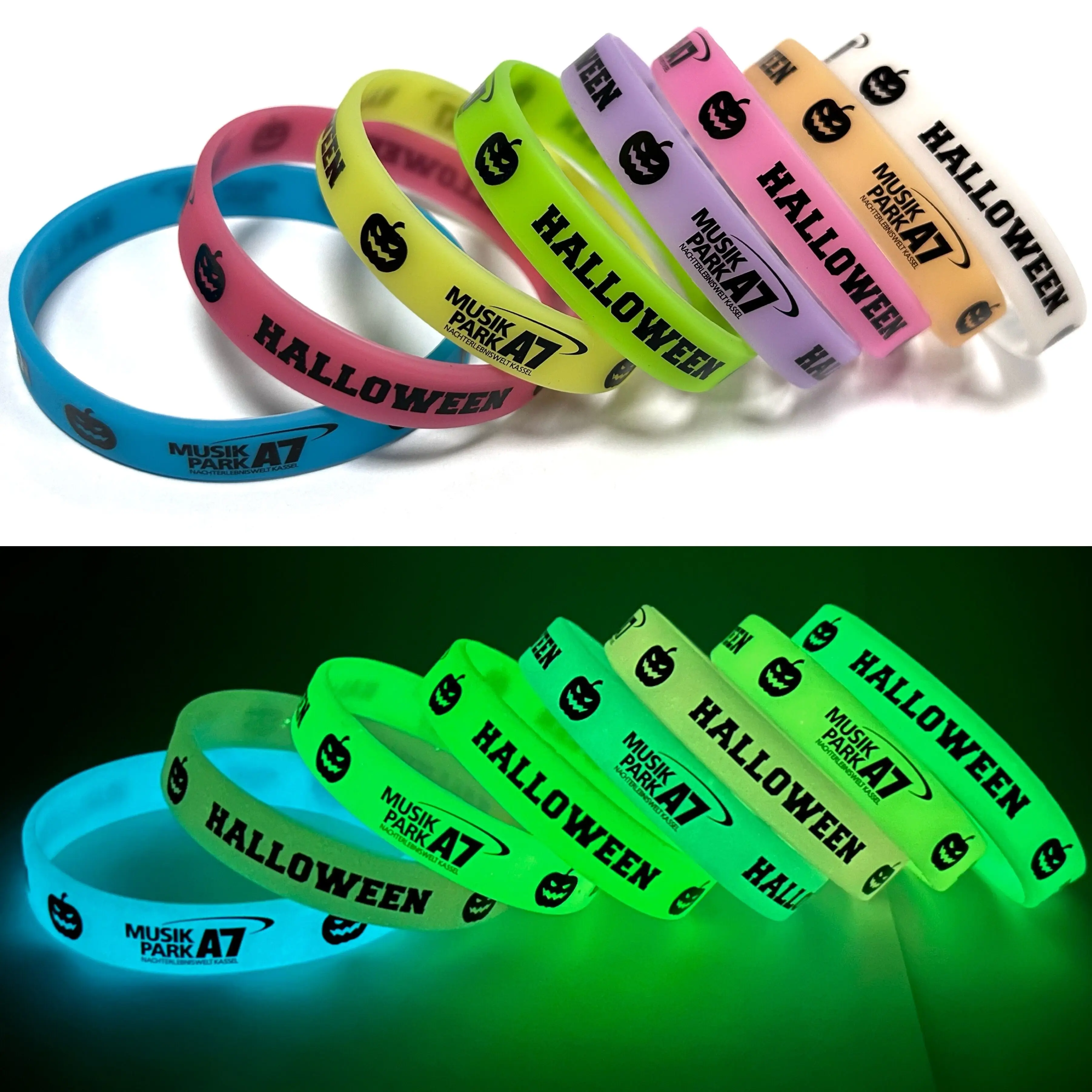 Promotional Silicone Wristbands Custom  Logo Customized Luminous Rubber Bracelet Fluorescent Silicone Wristband