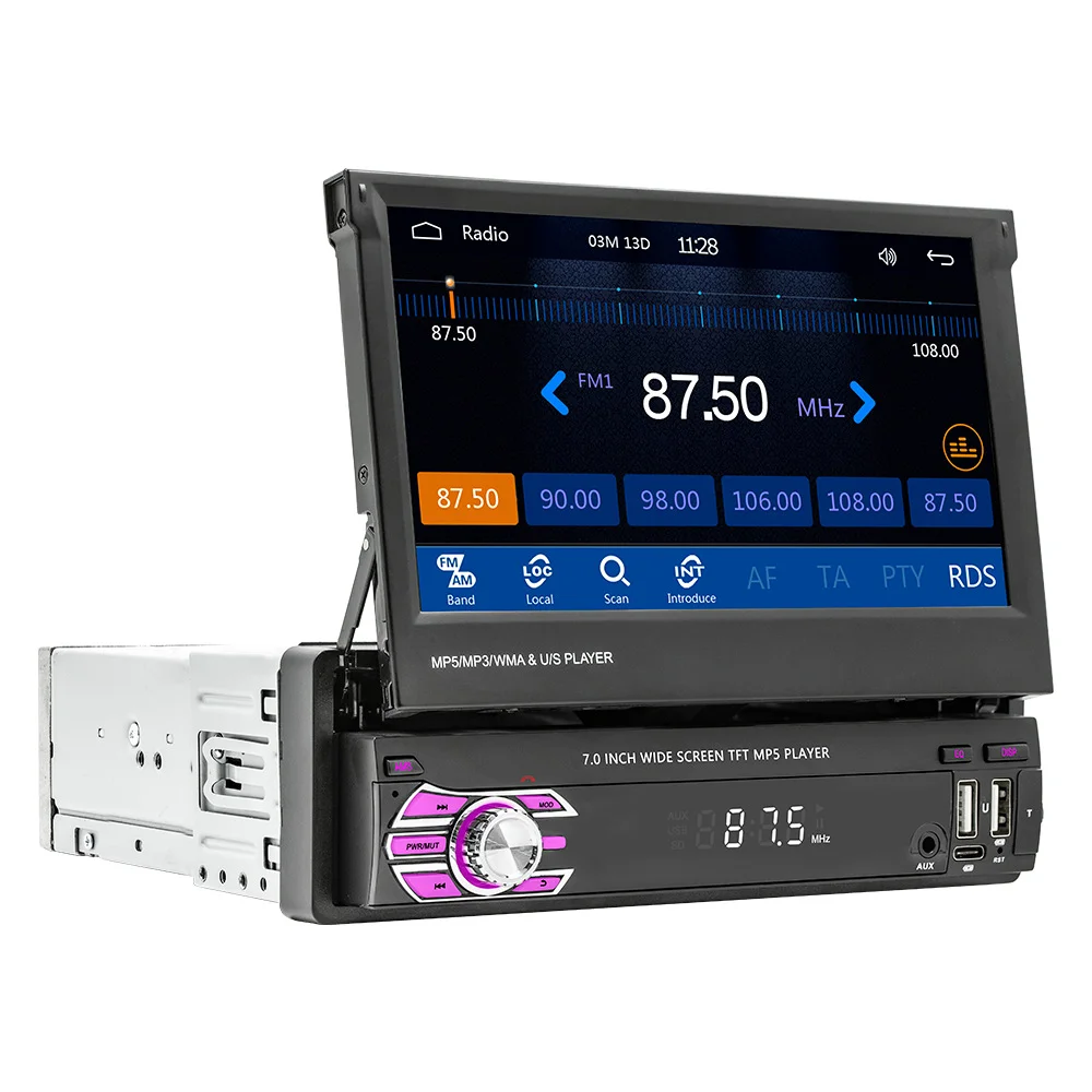 Model 9610 Car MP5 player retractable stereo car audio stereo universal 1 din mirror link 7 inch Touch screen car player