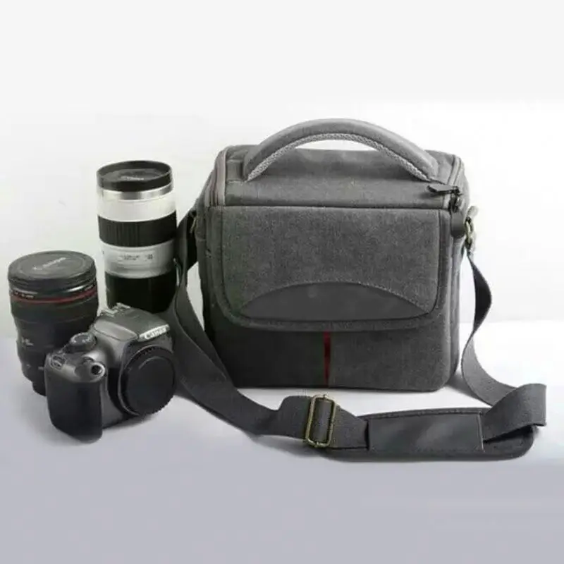 
Water Repellent Pure Color Canvas DSLR Camera Photography Bag With Removable Foam Padding 