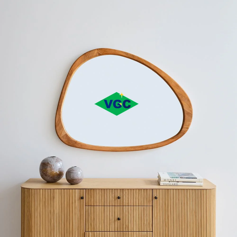 VGC Factory OEM  Asymmetrical Wood Framed Mirror Asymmetrical Decorative Wall Mirror Wooden Irregular Wall Mirror