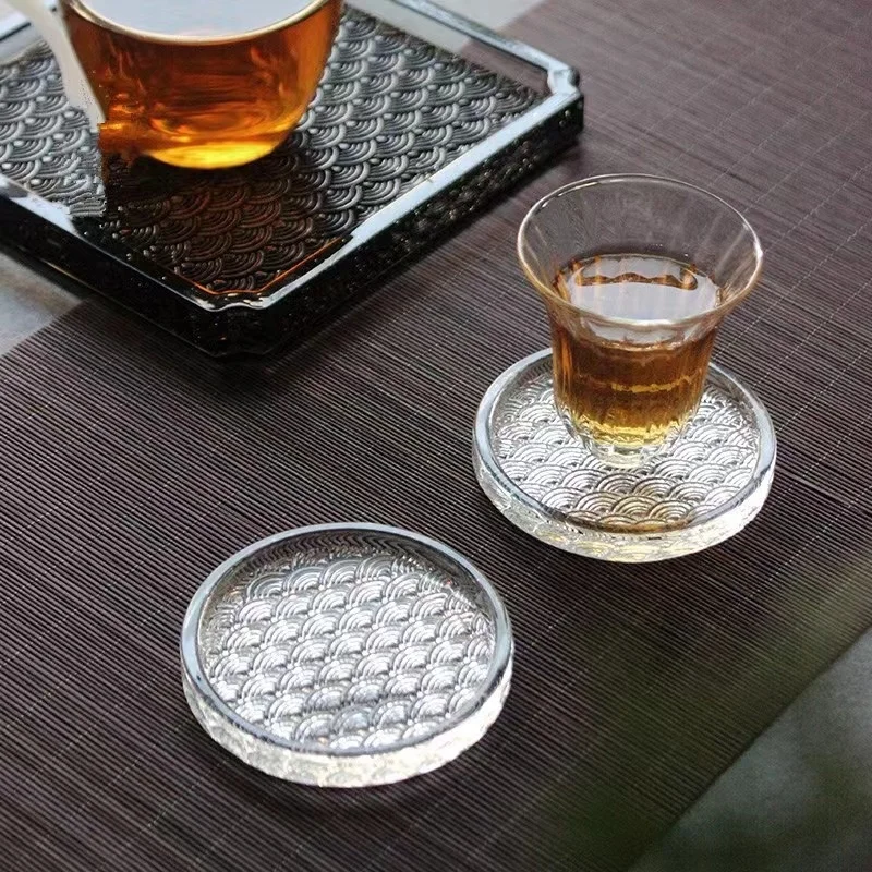 Wholesale Cheap Glass Teacups Heat Resistant Transparent Color Padding Suitable for Restaurants
