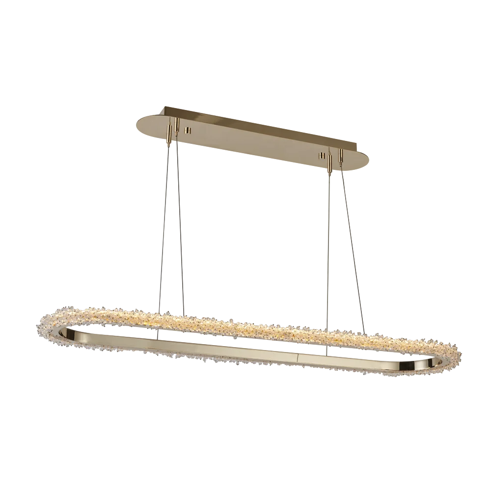 2023 New designer gold crystal oval LED crystal pineapple bead villa pendant lights modern gold chandelier