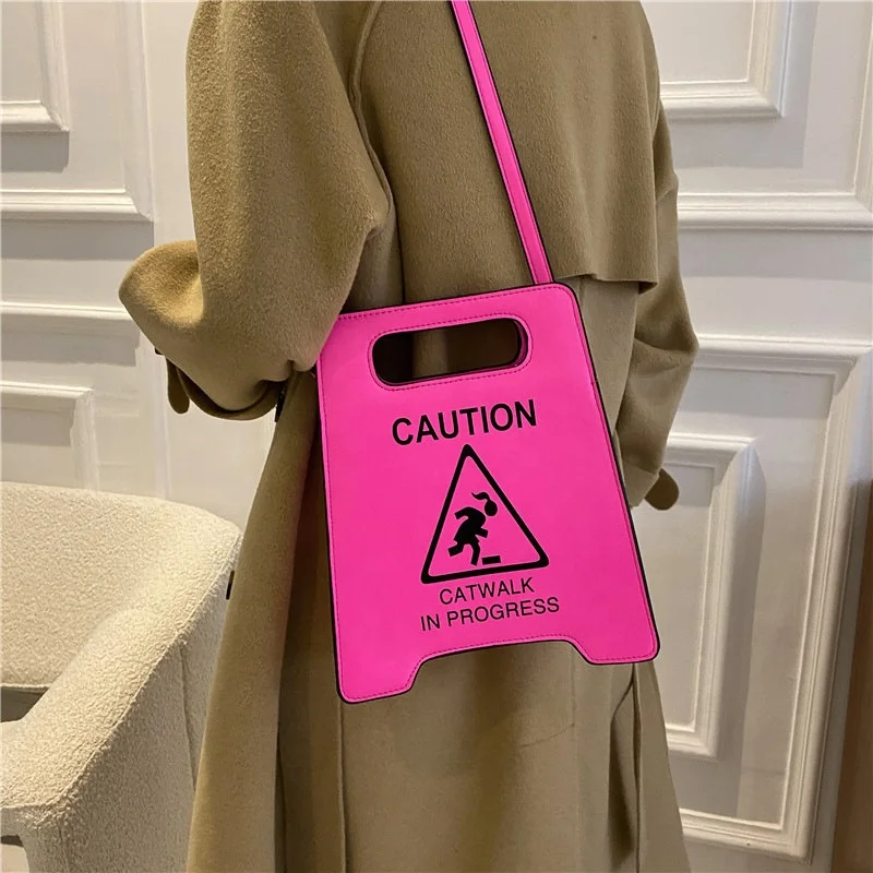 New Arrivals Funny Warning Signs Crossbody Hand Bags Handbags Novelty Fashion Designer Purses 2022