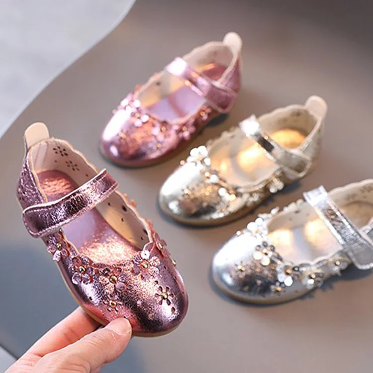 
Factory Wholesale Spring Children Pu Leather Hollow Soft Flower Princess Dress Shoes Girls Birthday Party Shoes 