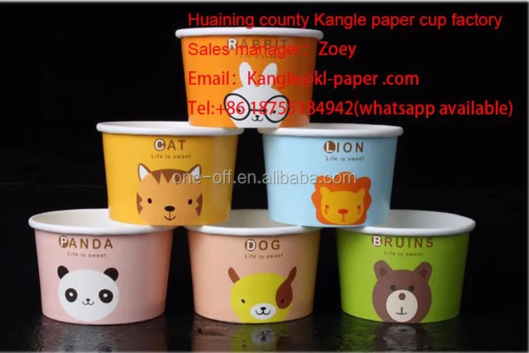 Wholesale China Made Professional Biodegradable Disposable Ice Cream Paper Cup with Lid and Spoon