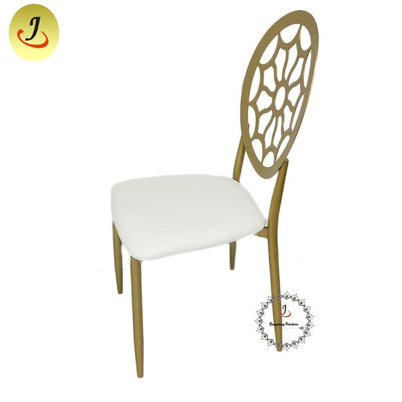 JC-SSC02 Wholesale latest design modern stacking leather round back wedding iron hotel dining chair