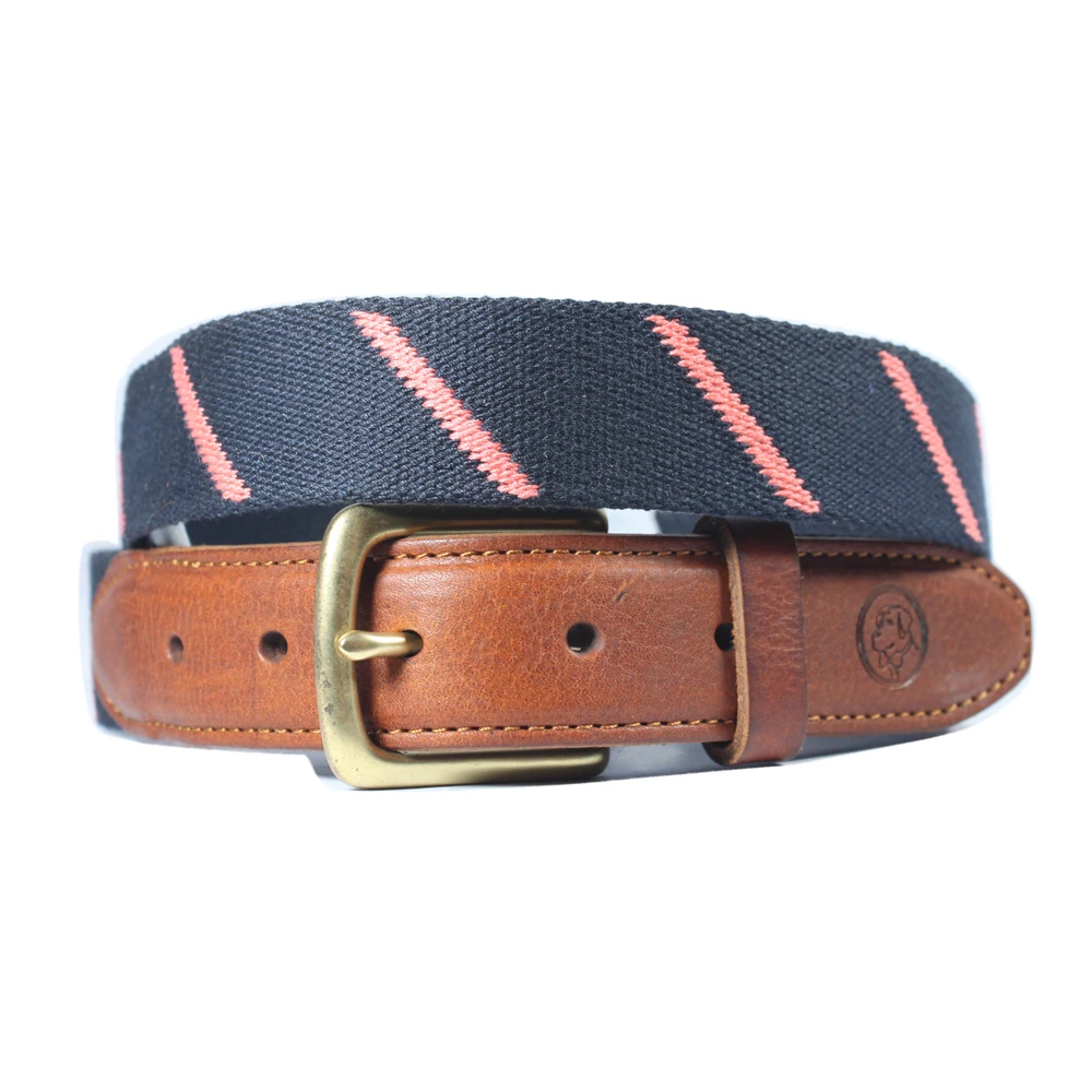 Custom Mens  Pin Buckle Colorful Bule Canvas Leather Tip Belts For Jeans Amry