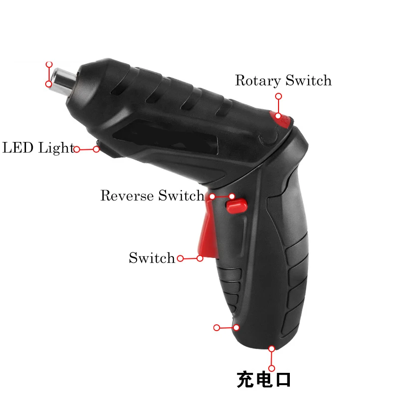 Electric Screwdriver Rechargeable Lithium Battery Cordless Electric Screwdriver Multifunctional Electric Drill DIY Power Tool