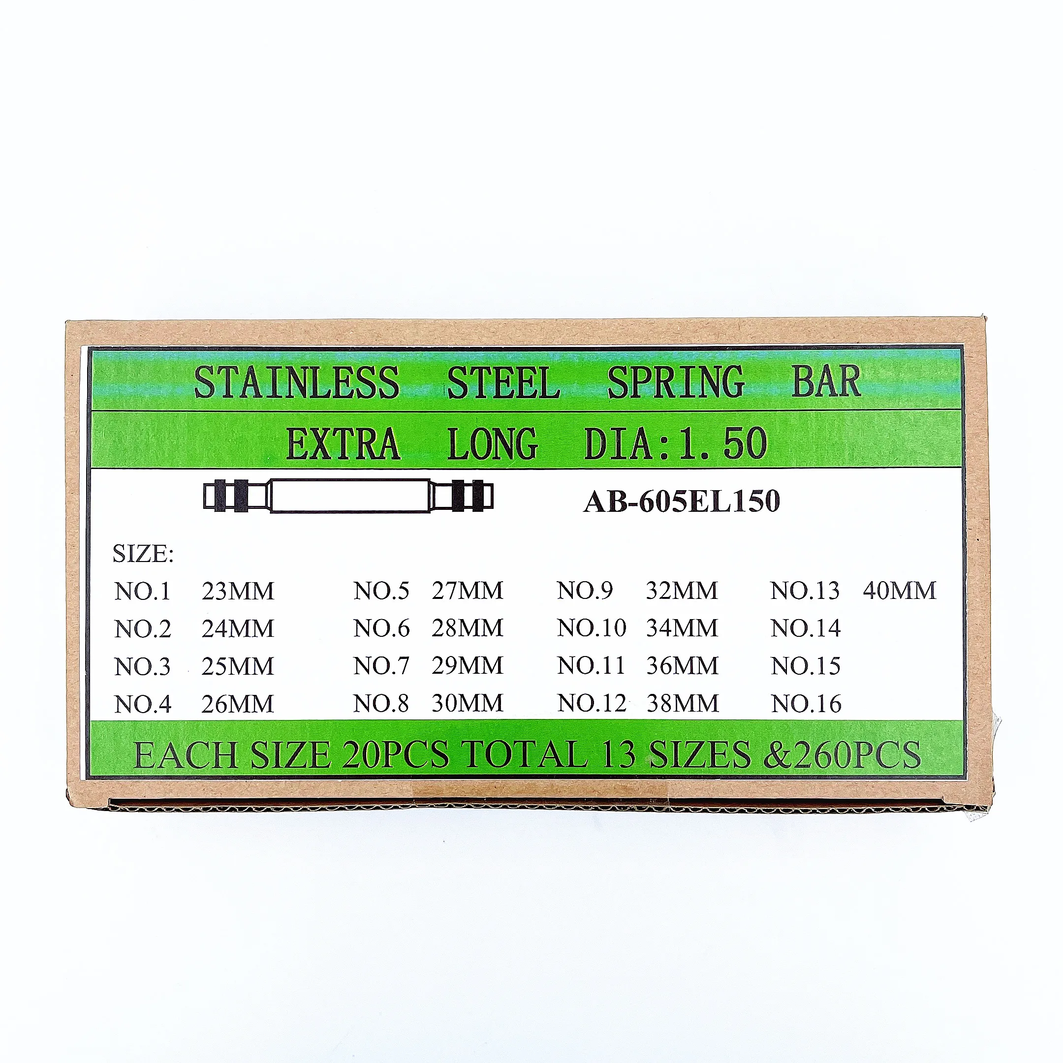 Watch accessories 23-40MM 260PCS stainless steel extended spring bar for watchmaker Watch parts