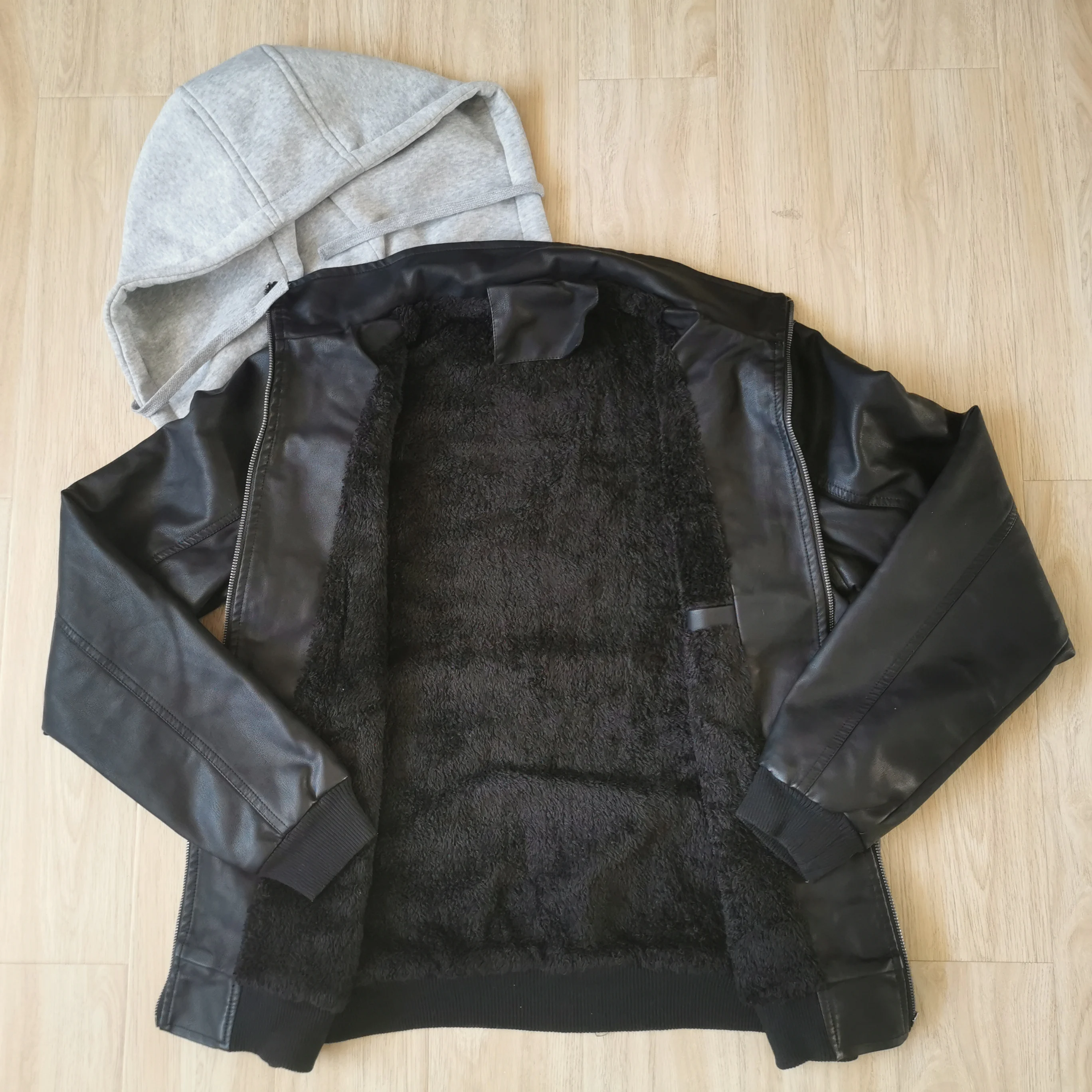 New Arrival Winter Custom Coats Motorcycle Men With Hood Leather Jackets