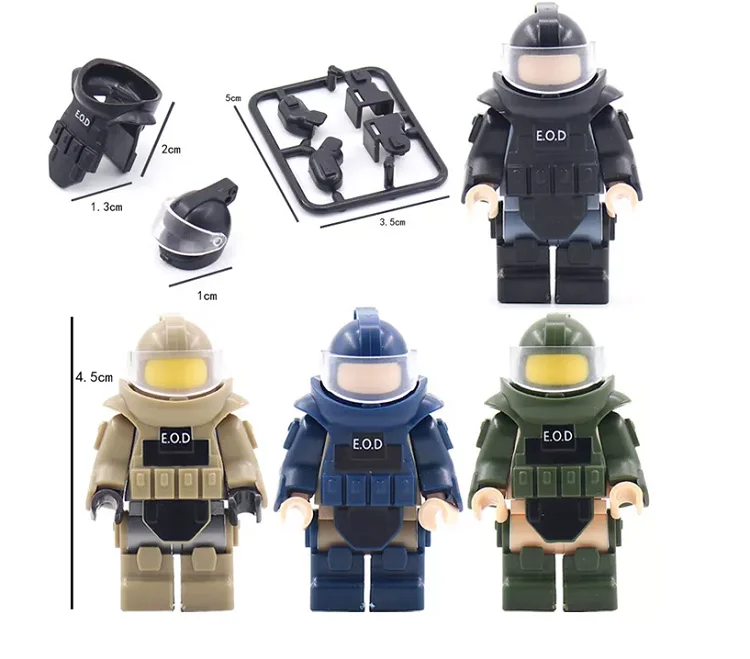 Military Bomb Disposal Suit Building Blocks EOD Special Forces Set Explosion-Proof Plastic Armor Vest Figure Accessories Toys