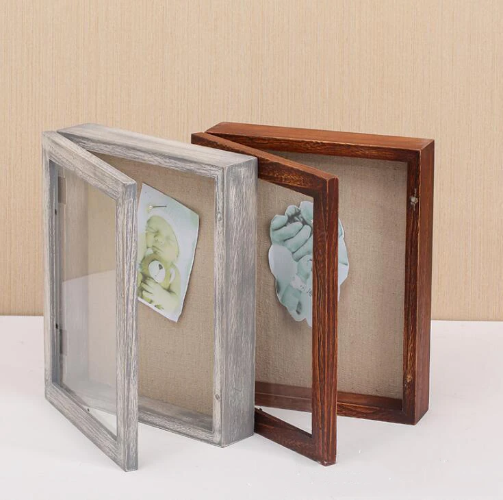 Wholesale Black Archaize Gray Wood Frame the Door With a Lock or Magnet Solid 8x10 11x14 12x12 Inch Display 3D Shadow Box