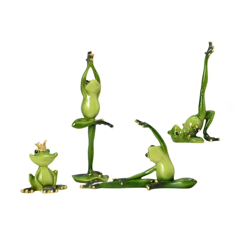 Creative Modern Fashion Home Office Decor Gift Animal Resin Yoga Frog Sculpture Figurine Statue Decorations