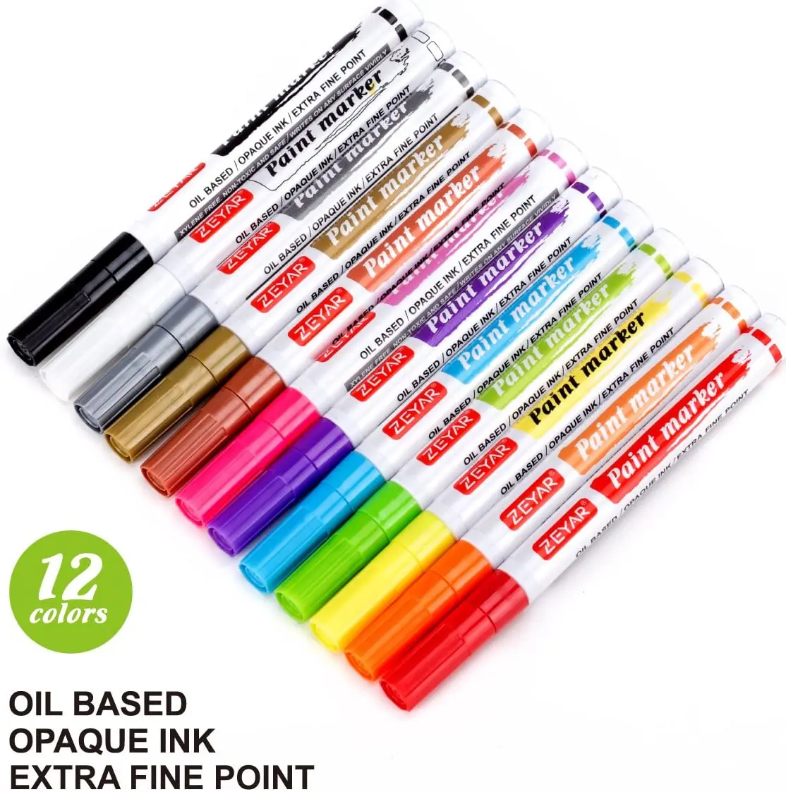 Customization ZEYAR oil based Paint Marker Extra Fine Point Permanent&Waterproof Ink Works on Rock Wood Glass