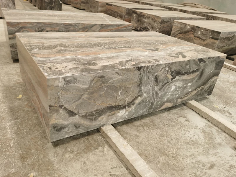Factory Wholesale Natural Stone Rectangle Plinth Black Brown Marble Coffee Table And Side Table