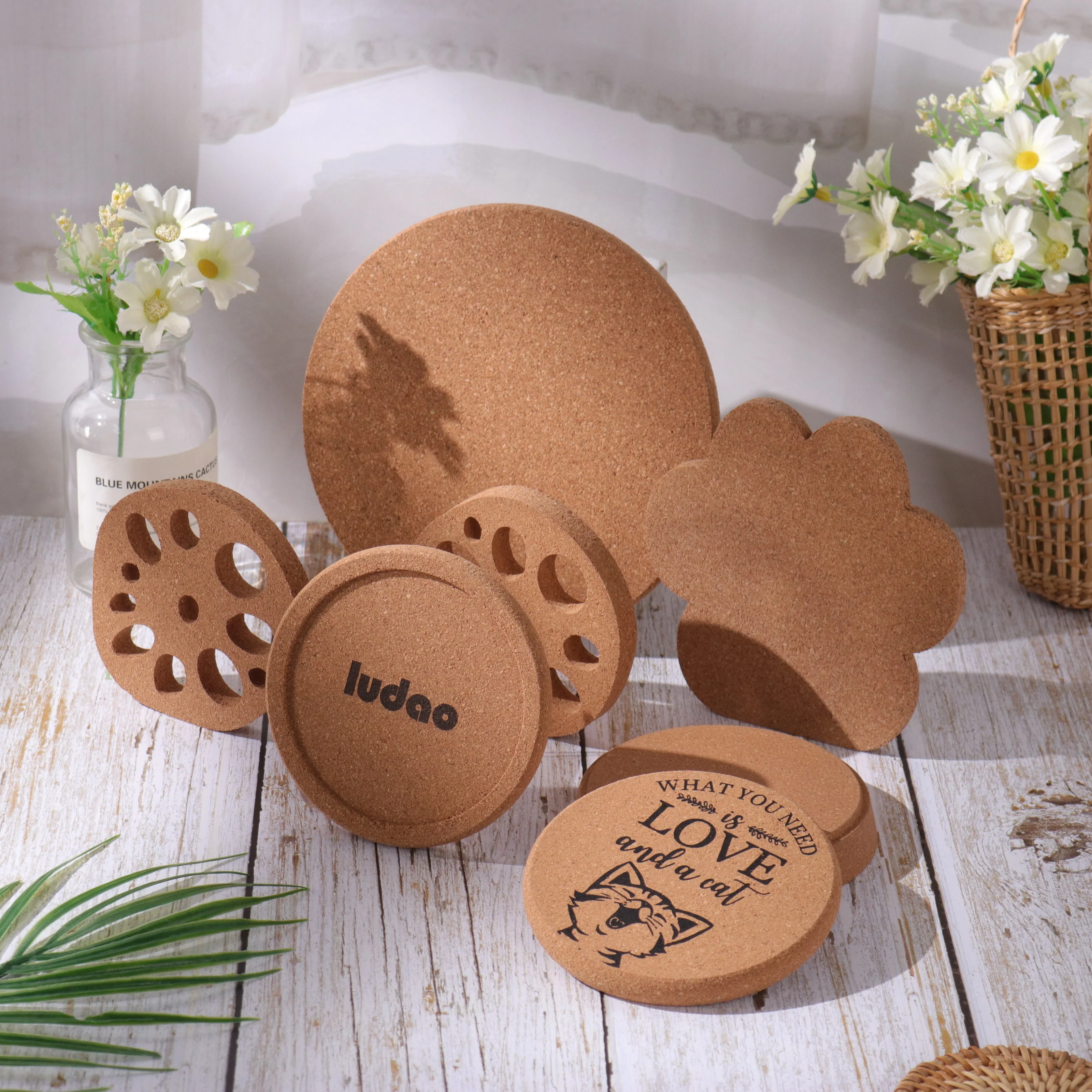 New design tree shape wood cup mat table coaster cork coasters for drinks