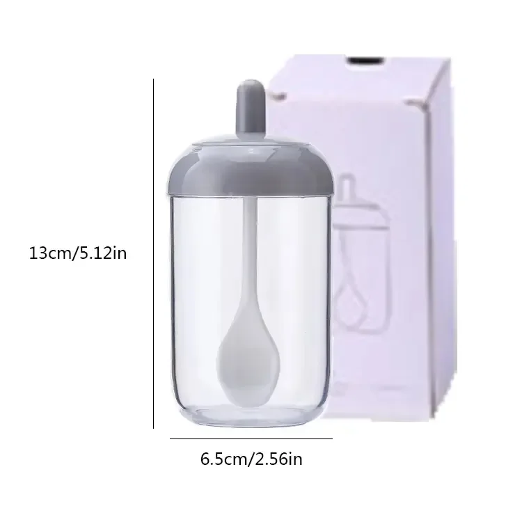 Wholesale Price Plastic Round Seasoning Container Condiment Jar with Lid and Spoon for Kitchen Countertop