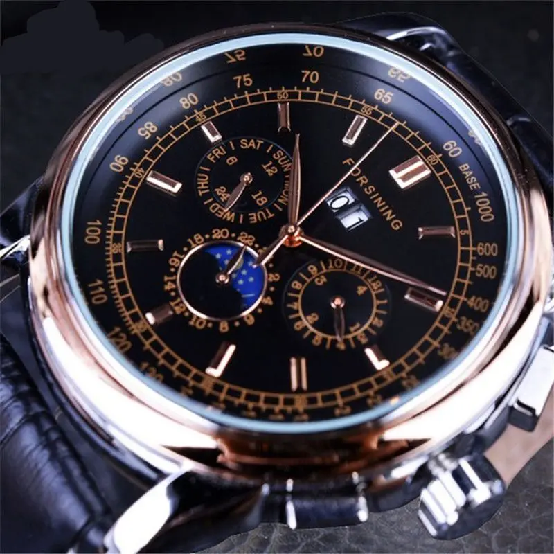 Men Watches Brand Automatic Mechanical Watch Male Genuine Leather Business Wristwatch