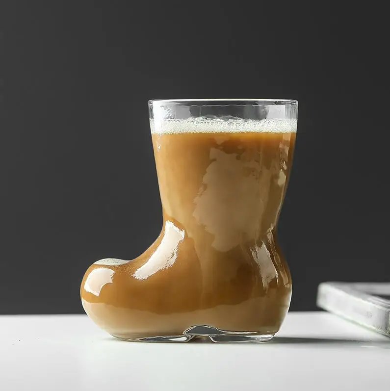 Wholesale Cute Boots Beer Glass With Handle Milk Coffee Cup Crystal Shoes 380ml Beer Glass Mug