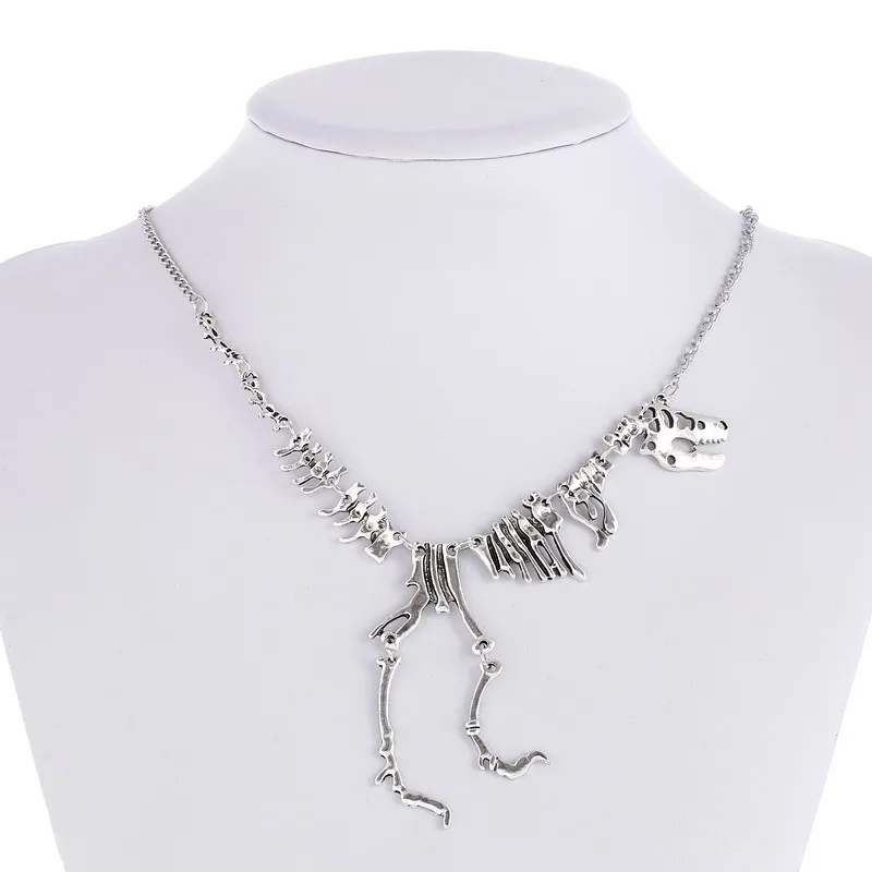 Sexy Long Necklace Gothic Tyrannosaurus Rex Skeleton Dinosaur Pendant Charm Necklace Dragon Bone Alloy Collares Jewelry