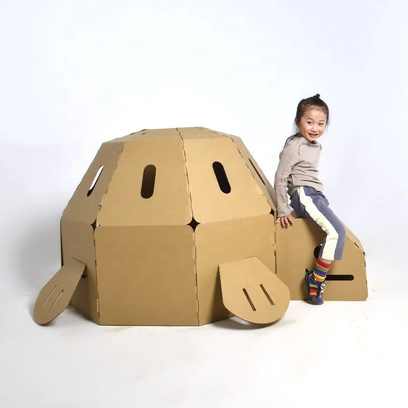 Kids DIY dinosaur cosplay suit toy pretend cardboard doodle toy
