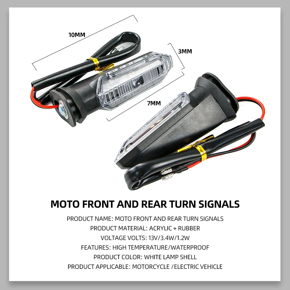 Front and rear acrylic rubber 13V 3.4W 1.2W indicator motorcycle turn signal lights
