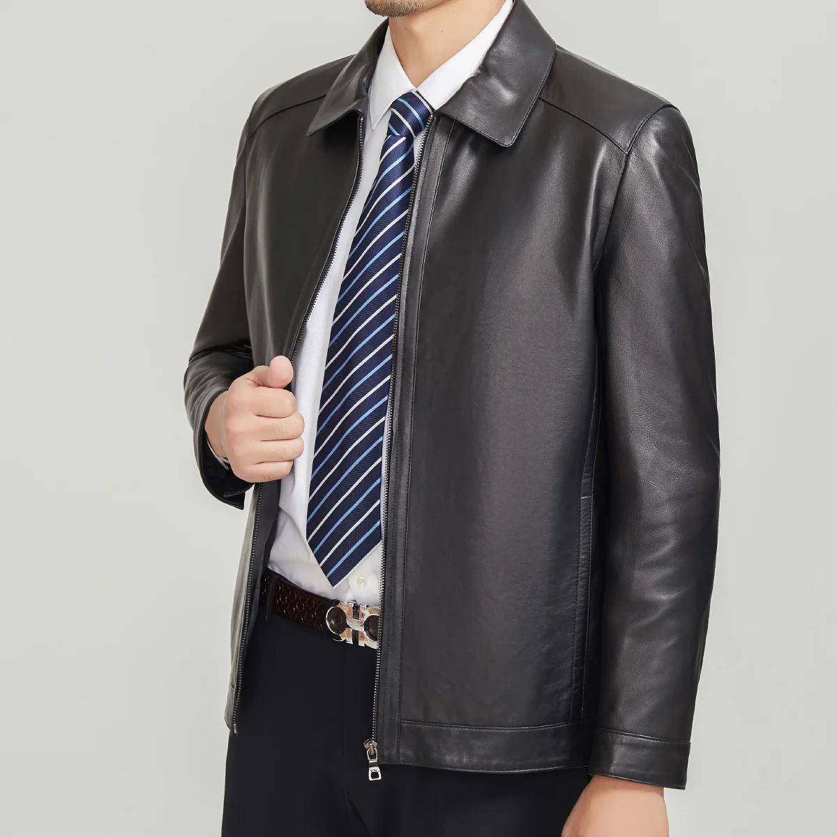 Winter Motorcycle Leather Man Sheepskin Fur Jacket Coat Women Winter Clothing