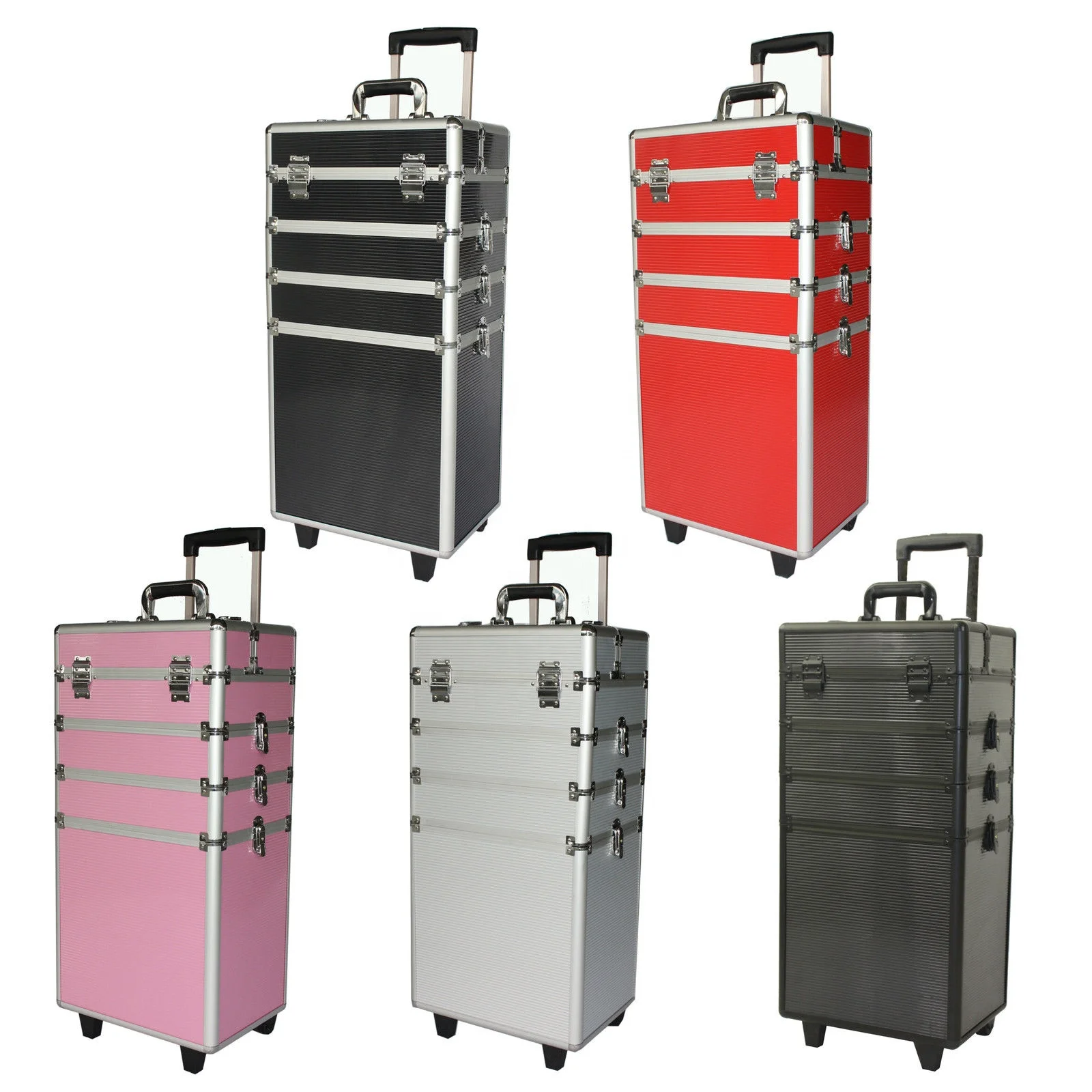 Aluminum Trolley Make Up Case Aluminum Rolling Hairdressing Case Aluminum Trolley Cosmetic Case