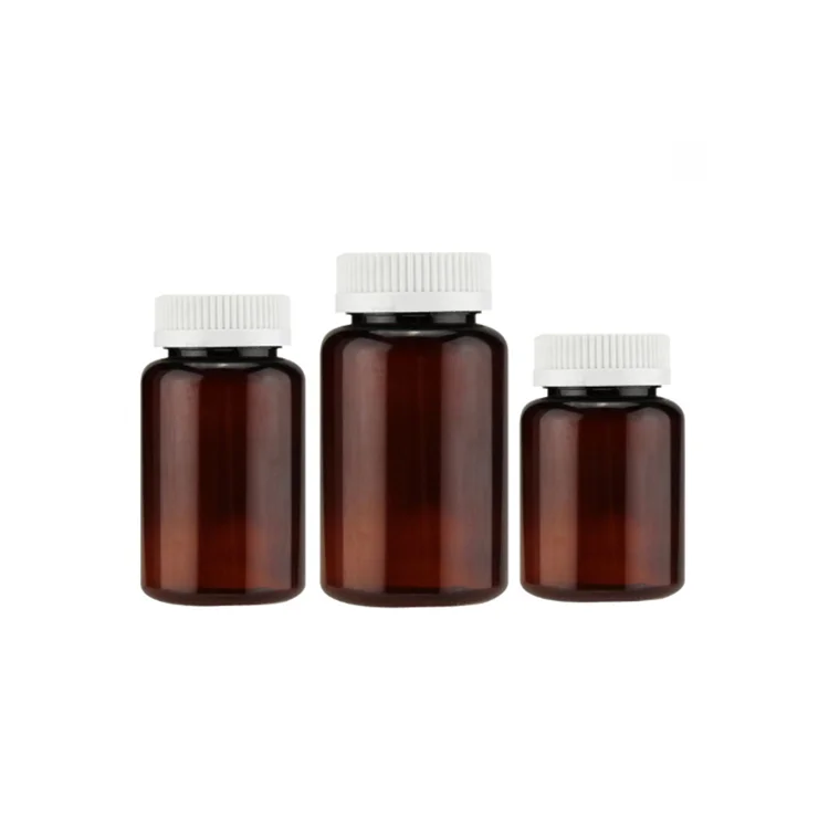 
PET Amber Plastic Pill Bottle Capsule Bottle Solid Powder Medicine Bottle 
