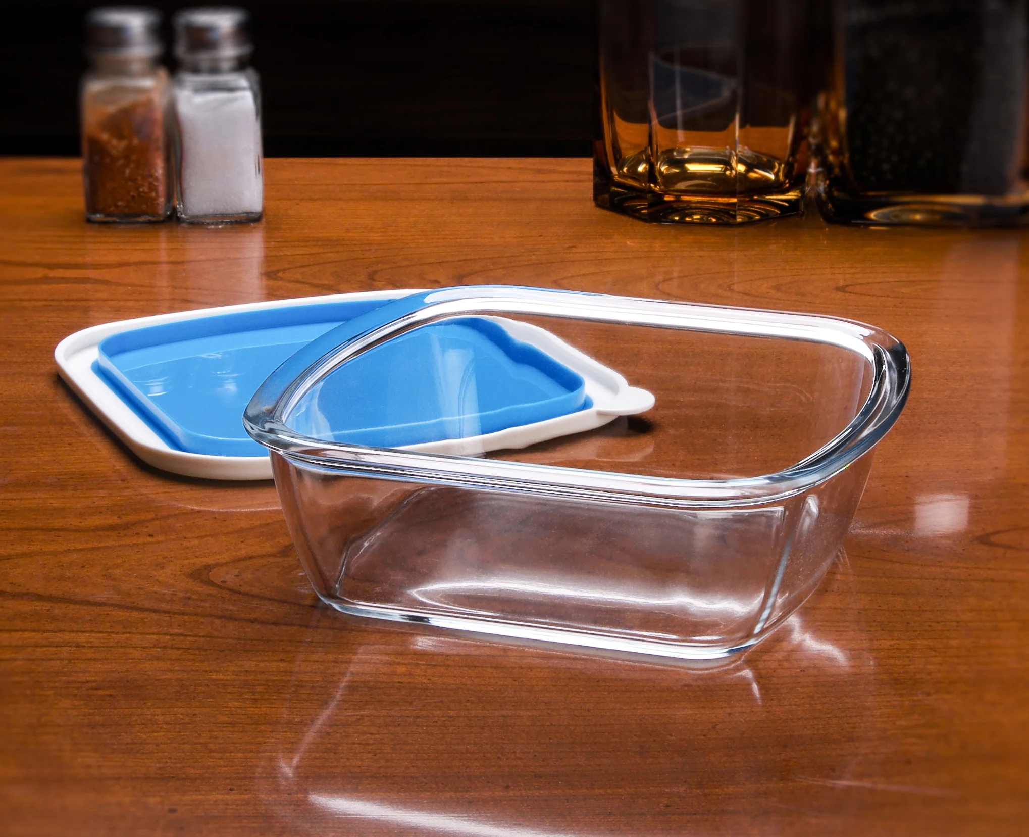 1 л прозрачная квадратная термостойкая боросиликатная посуда для выпечки из закаленного стекла с пластиковой крышкой