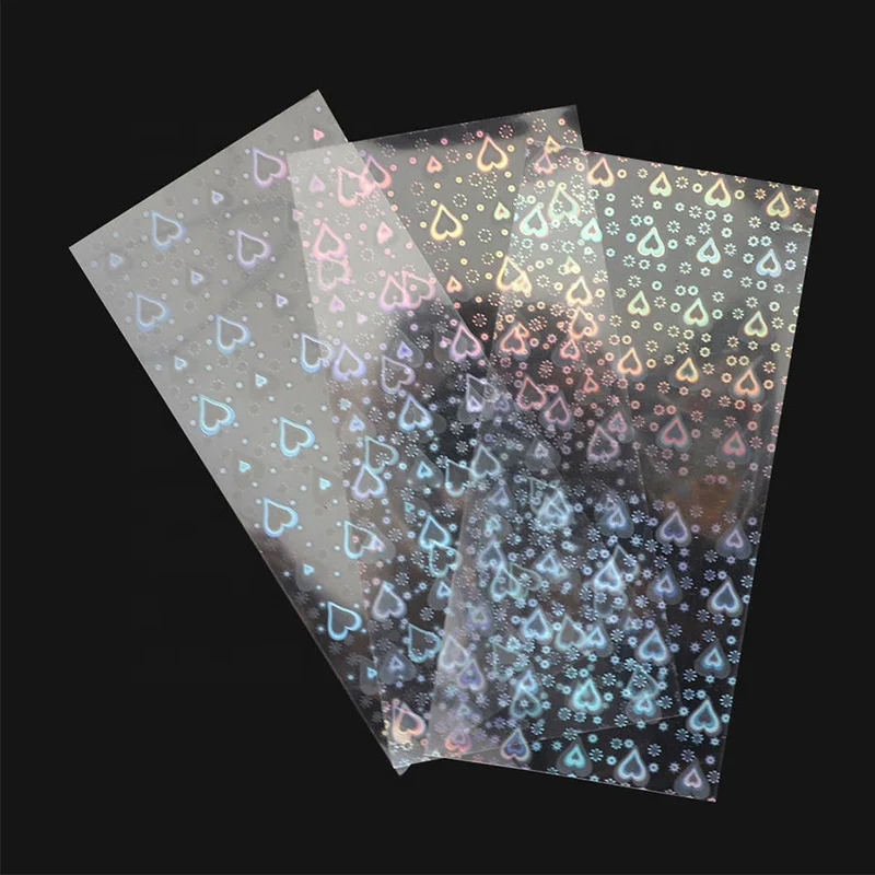 Holographic Laminate Cold Lamination Overlay Film Sticker Transparent Rainbow All Patterns Waterproof A4 Size OPP Bag Soft 50pcs