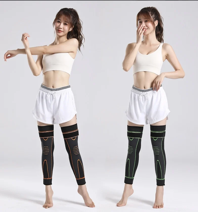 Sports Knee Pads Full Length Knee Brace Support Calf sleeve Compression Leg Sleeves with Wormwood for Basketball