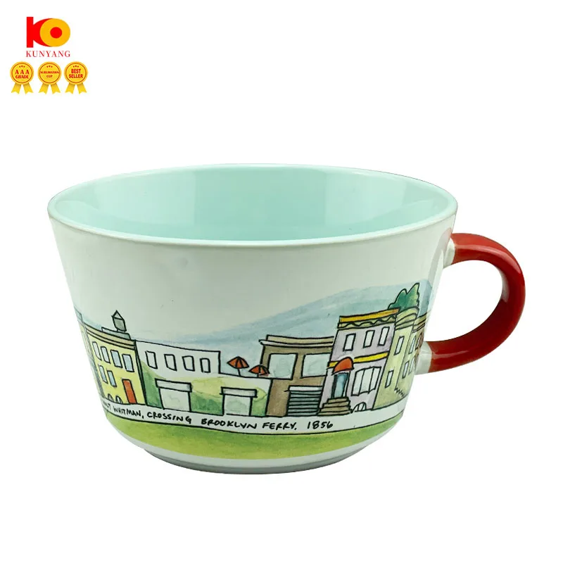 Customizable reusable porcelain sublimation ceramic childishness glazing mug milk tea coffee mugs with handle ceramic mug bowl