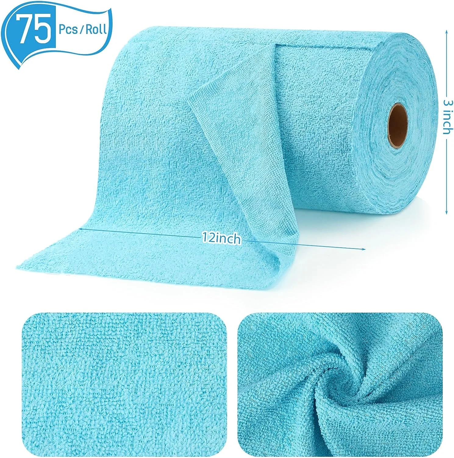 Customized Tear-away Roll 50/75/100 Pack Microfiber Cleaning Towels  30*30cm Reusable Washable cleaning car Rags