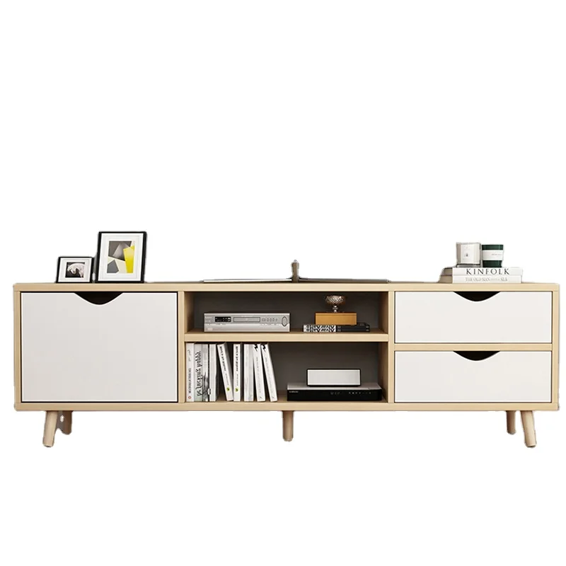 Factory Direct Sale Cheap Price Nordic Simple Style Melamine MDF Board TV Stand Living Room Furniture Wooden With  Three Drawers