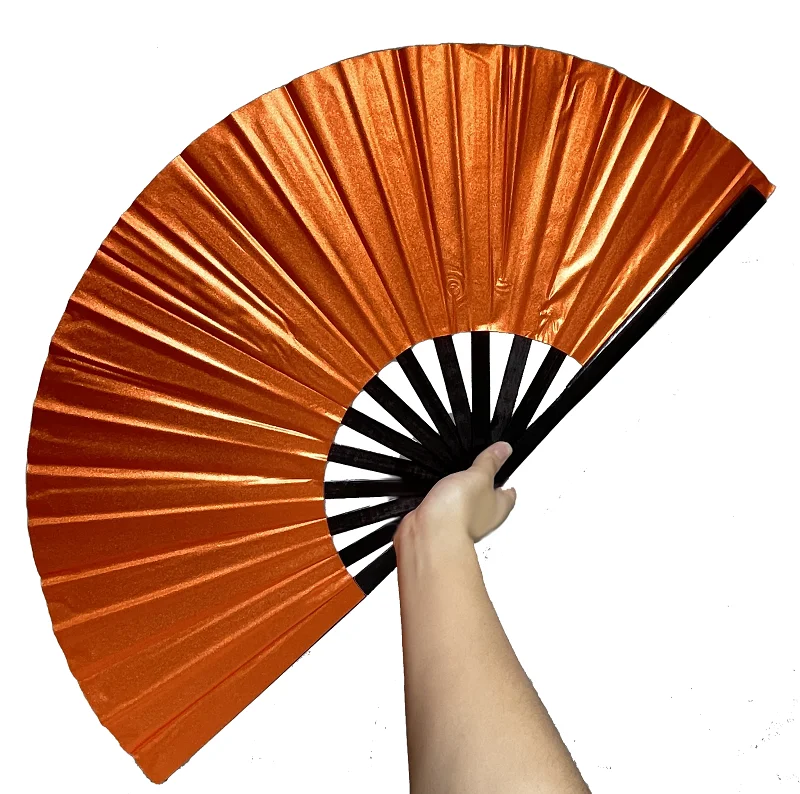 2023 Large Rave Folding Custom logo Festival Glow  Fan Portable Bamboo Hand Rave Fan Glitter PVC Fan