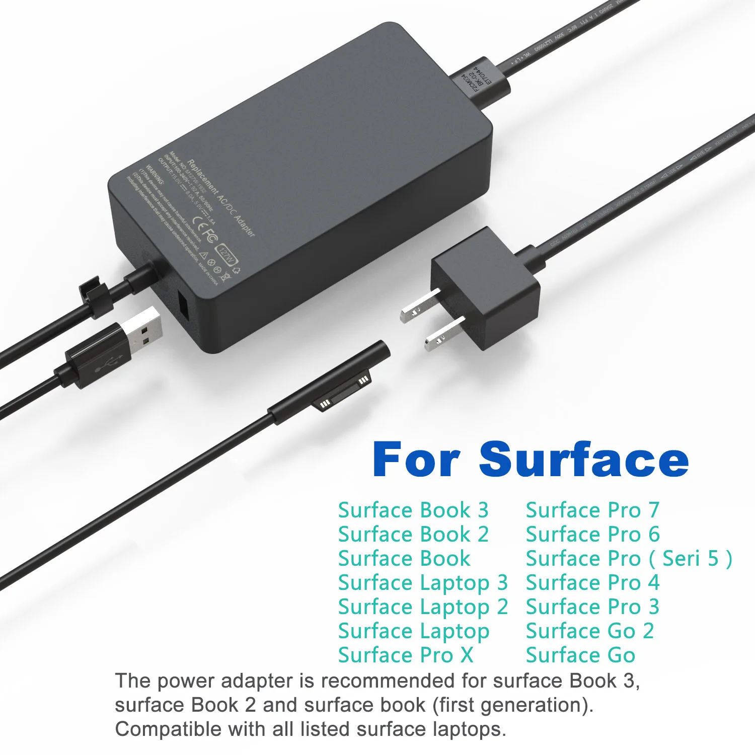 127W 15V 8A переменного тока ноутбук адаптер переменного тока с выходом 5v 1.5a usb порт зарядное устройство для ноутбука адаптер переменного тока для microsoft surface