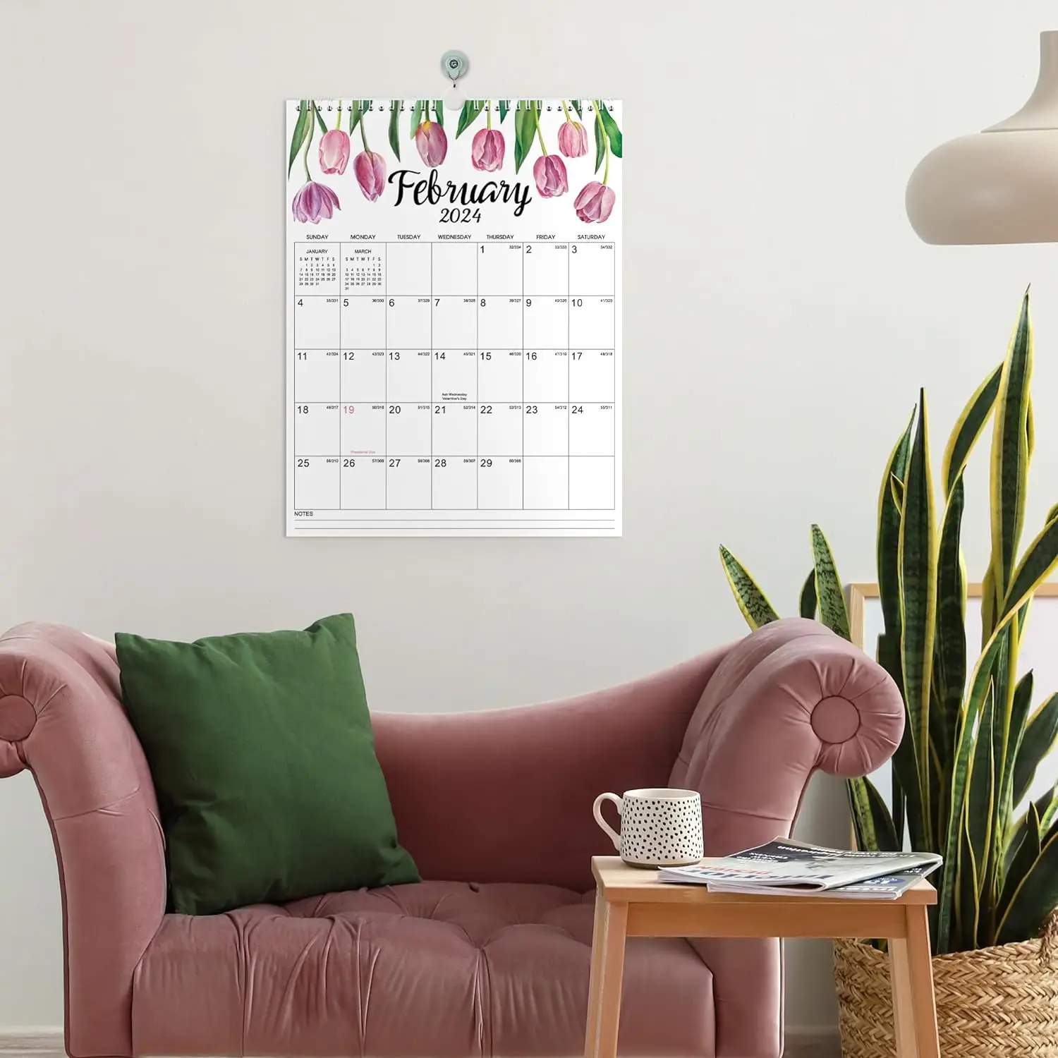 2024 Wall Calendar - Calendar from Jan 2024 - Dec 2024,2024 Calendar Monthly Planner with Julian Date, Strong