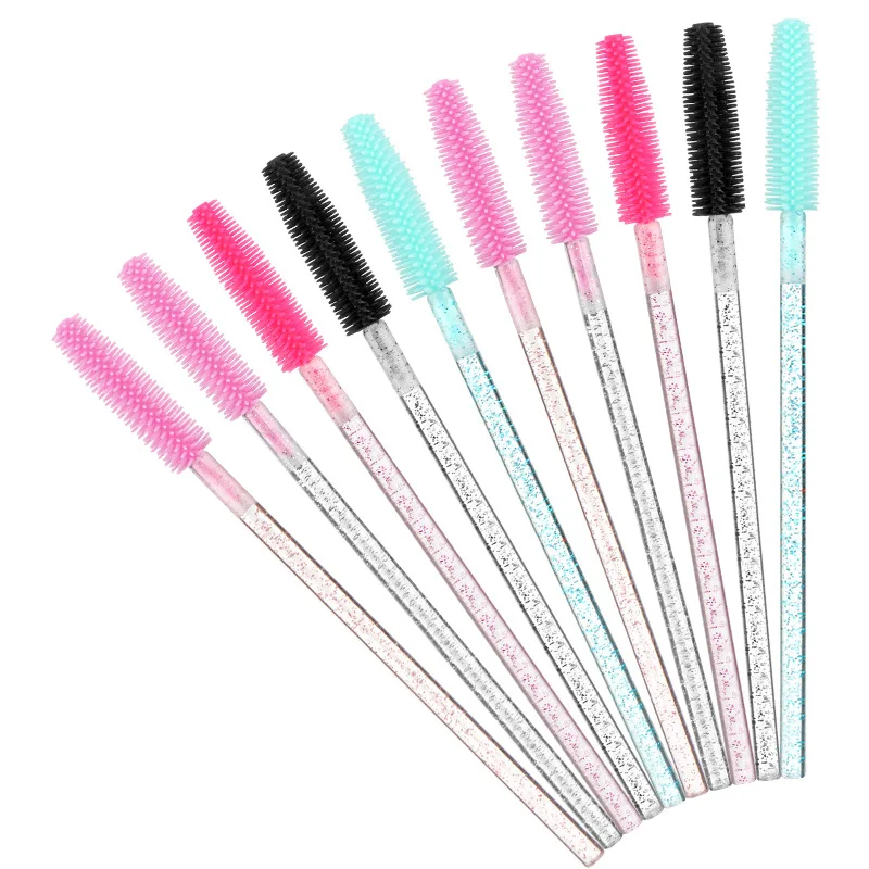 Wholesale Disposable Silicone Crystal Rod  Eyelash Curl Eyebrow Comb Colorful Makeup Brush Tool Wholesale Brush Mascara Brushes