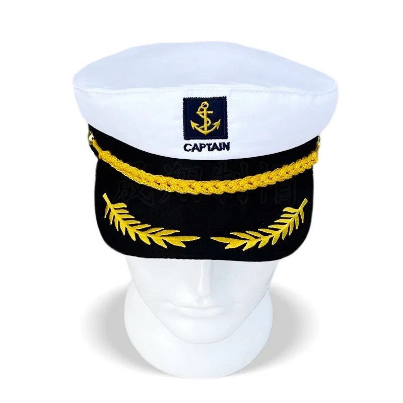 Adult Kids Adjustable Yacht Boat Ship Sailor Captain Costume Hat Navy Marine Admiral Embroidered Captain Hat