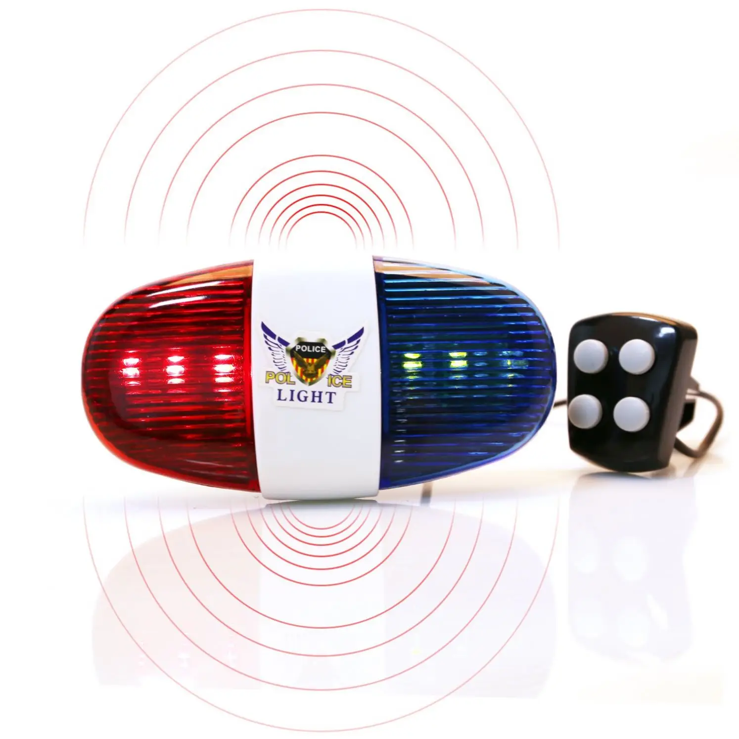 Durable Waterproof Bicycle Police Sound Light Bike LED Light Electric Horn Siren Horn Bell with 6 LED Light 4 Sounds Trumpet