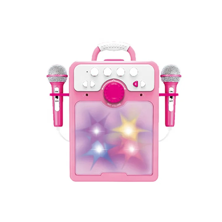 Musical toy portable singing machine set 2 microphone available karaoke machine toy for kids with AUX/USB connectivity and light