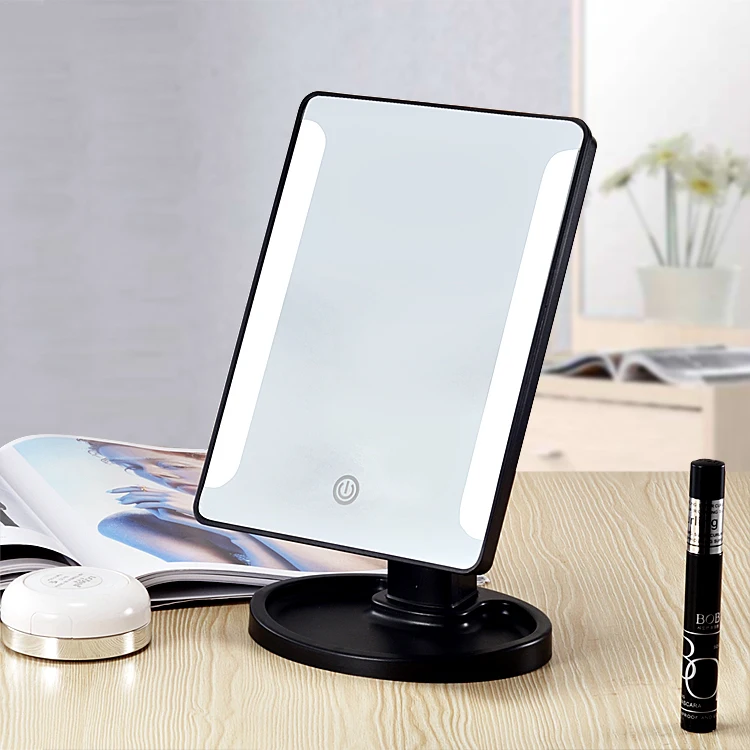 Wholesale Diy Logo Square Shape Ladies Mirror Fashion Women Batteries 16 Led Touch Screen Table Makeup Mirror