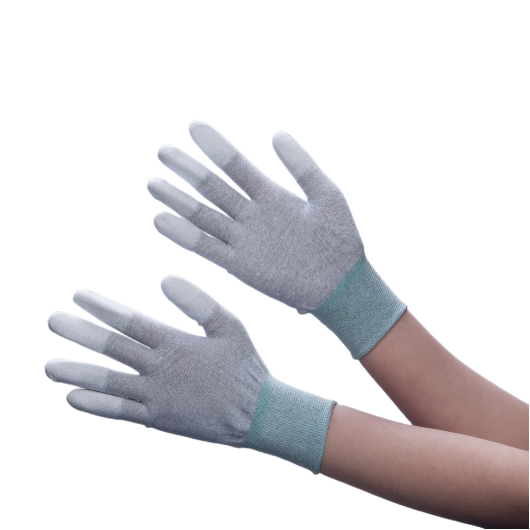 Light Weight Led Industry Conductive Polyester PU Fingertip Coated Electronics Working Antistatic Top Fit Clean ESD Gloves