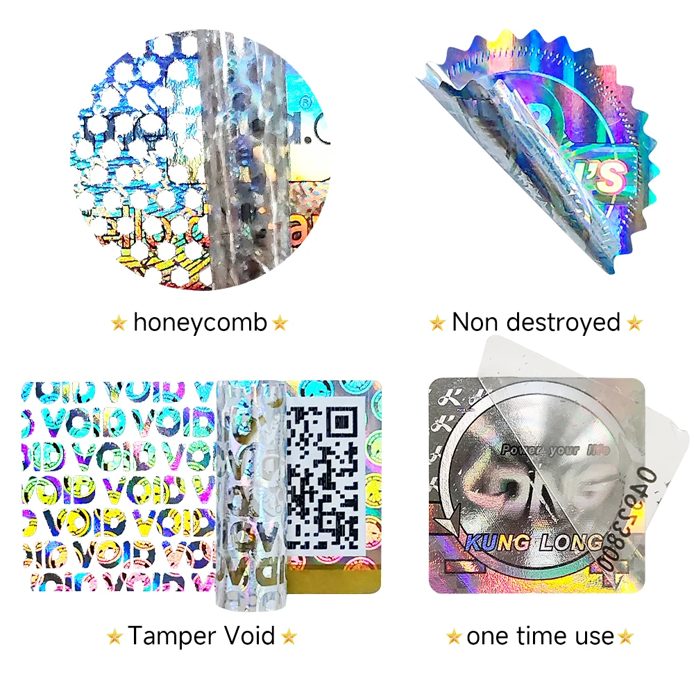 Custom 3d Logo Transparent Holographic Foil Overlay Void Security Hologram Label Sticker