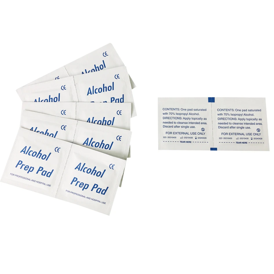 Sterile 100 Alcohol Wipes Alcohol Pads 70% Isopropyl Alcohol Antiseptic Home Free Sample Medical CE Rich White Customizable -