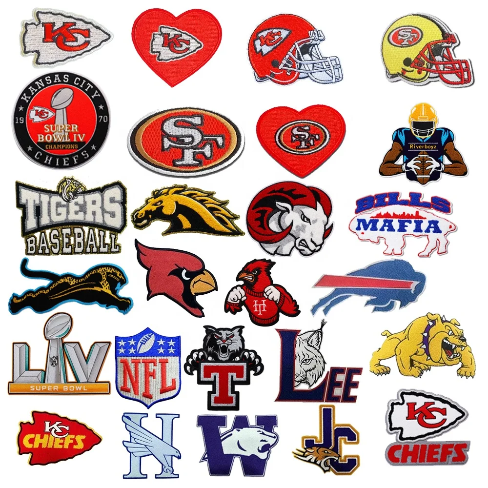 Heat Press Embroidery Detroit Lions Logo Chenille Patch Iron On Nfl Football Team Etroit City Lions Patches Badge