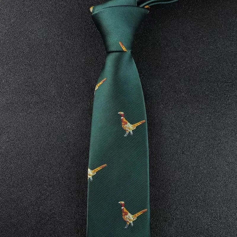 Luxury italian mens microfiber woven high quality embroidered animal green red casual form neck bow ties for men business