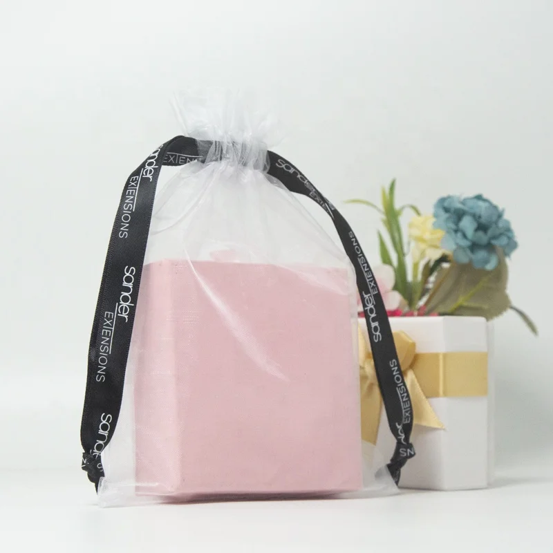 Custom Logo Drawstring Gift Packaging Pouch Mesh Packaging Organza Bag